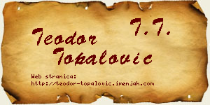 Teodor Topalović vizit kartica